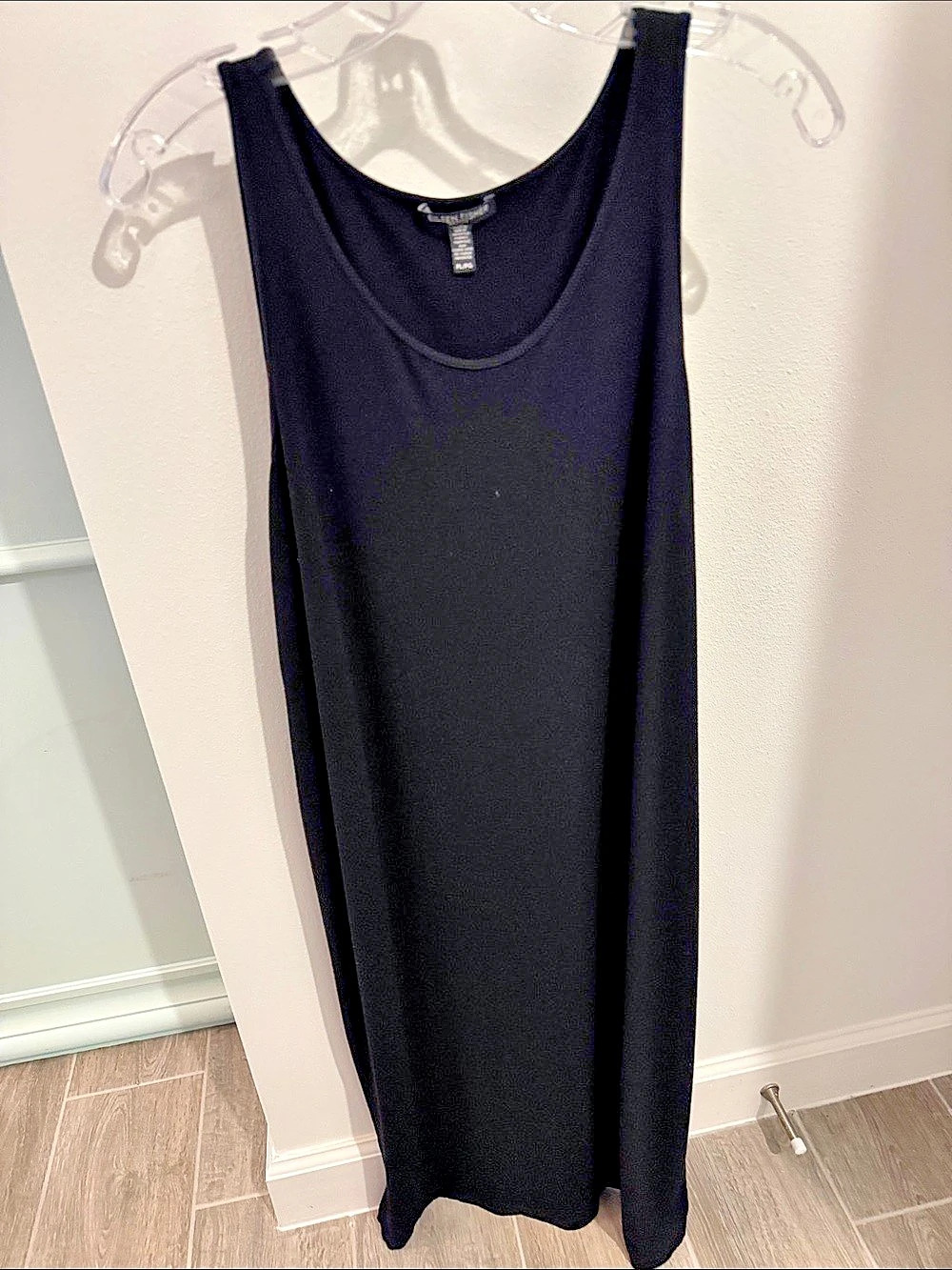 Eileen Fisher Stretch Jersey Knit Scoop Neck Dress Black PL/PG
